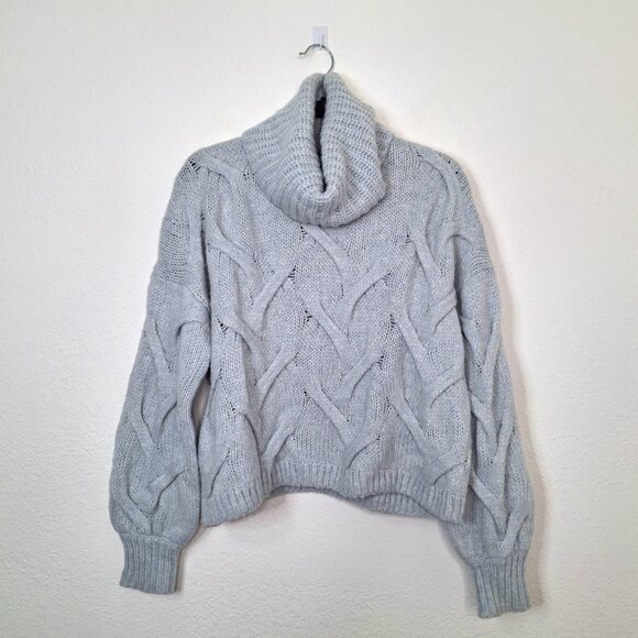 Madewell Cable Turtleneck Sweater Sz S Crop Chunky Preppy Boho Somervell - Picture 6 of 11